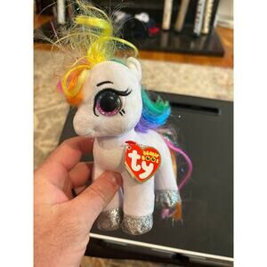Ty Beanie Boos Unicorn Plush Rainbow Hair Glitter Hooves Sparkle Eyes w Tag